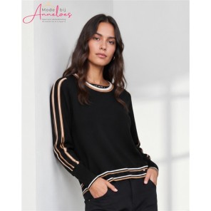 Micha Pullover streep 18319 zwart